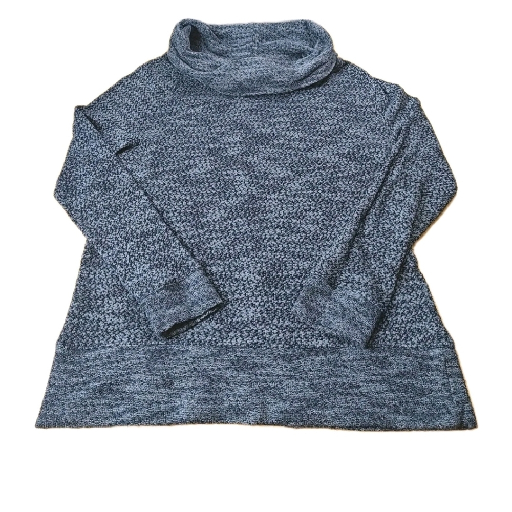 Ann Taylor Loft Cowl Neck Textured Knit Top Woman Large Blue Sweater Long Sleeve - Picture 8 of 8